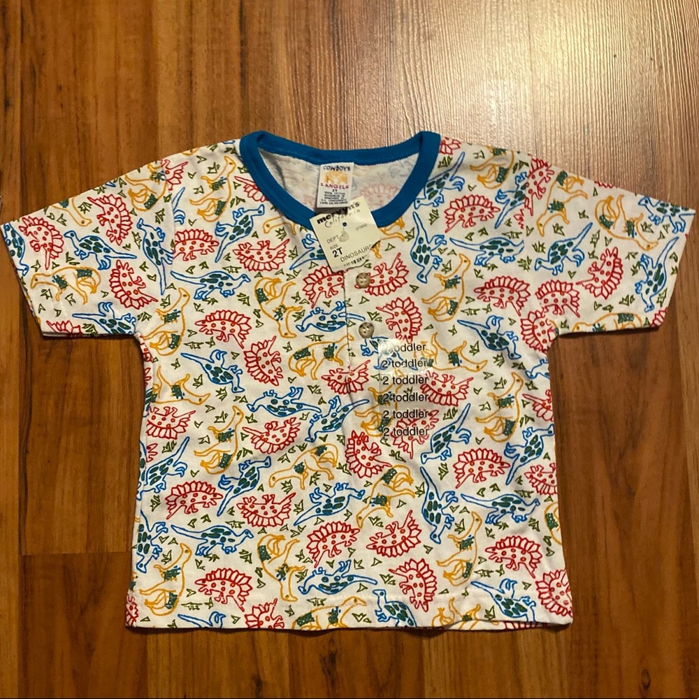🦖 Cowboys and Angels Dinosaur Button Down T Shirt 2T